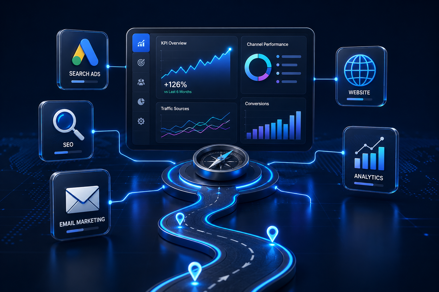 Grafische Darstellung: Online-Marketing & Strategie